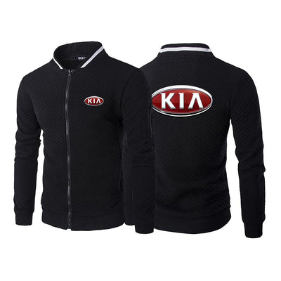 2022 KIA MOTORS Brand Men Zipper Sweatshirts Zipper Collar Jacket Cardigan Plaid Sweatshirt Long Sleeve Tops Streetwear