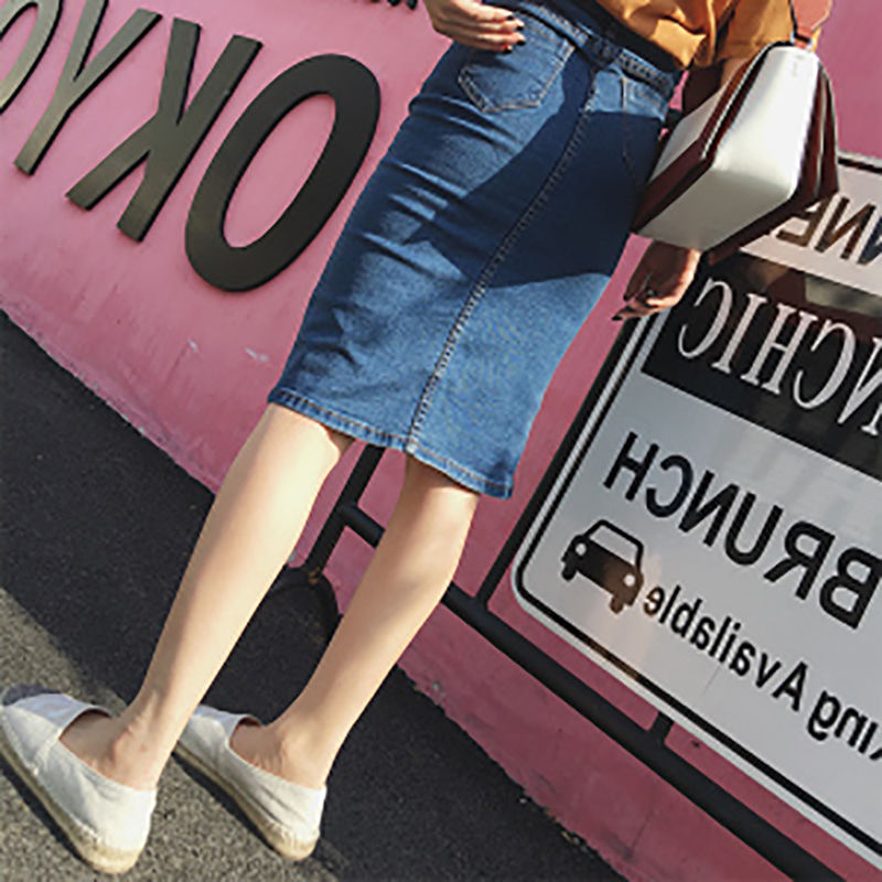 New Korean Fashion Multi Buckle Denim Skir Casual Sexy Female Girls Aesthetic Asymmetric Fork Woman Skirts Womens Jean Skirt