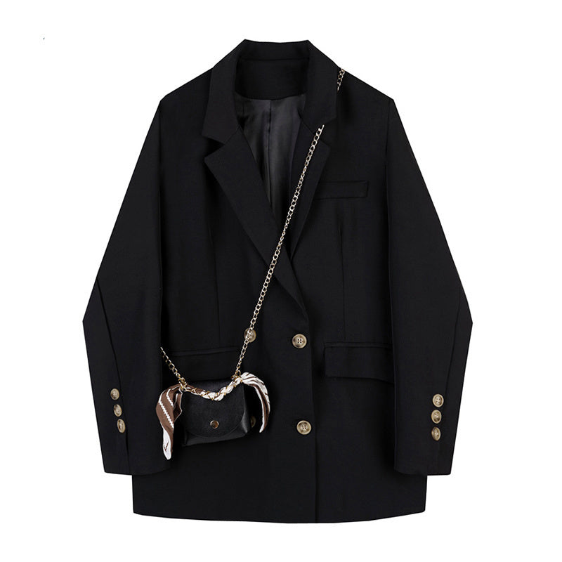 2021 Autumn Winter Fashion Women Black Suit Blazer Jacket Solid Casual Long Sleeve Pockets Office Lady Wear Suit Blazer Coat