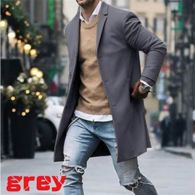 Warm Winter Men&#39;s Woolen Coat Outwear Thick Jacket Peacoat Casual Single Breasted Long Overcoat Solid Color Men Clothes