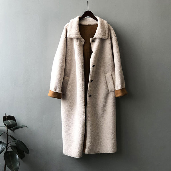 Faux Fur Coat Women 2021 Winter New Vintage Thickened Manteau Femme Jacket Elegant Veste Warm Long Fluffy Sheep Wool Trench
