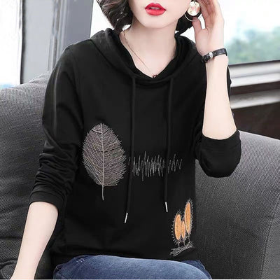 Bridgewater Spring Autumn Women's Hoodies Sweatshirt Large Size Thin Long Sleeve Casual Printing Simple Loose