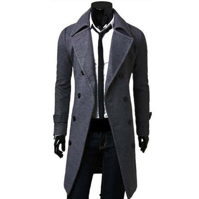 2021 England Style Men Wool Trench Coats Jacket Classic Slim Lapel Peacoat Mens Winter Double Breasted Long Coats Outerwear