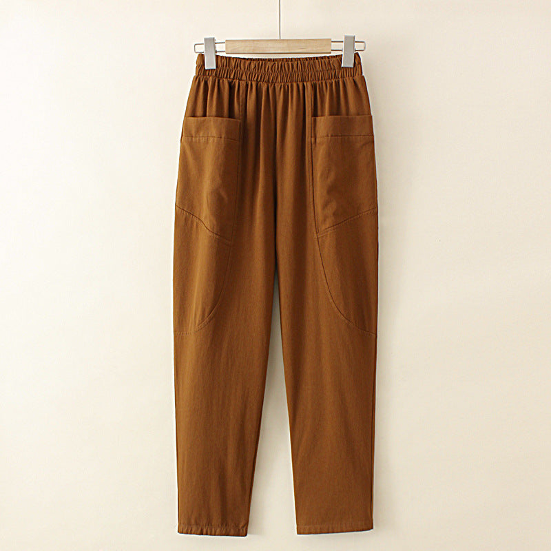 Safari Style Women Harem Pants 3XL 4XL Plus Size Trousers Elastic Waist High Waist Loose Pants KKFY6278