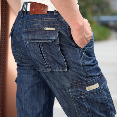 Men Big Size 29-40 42 Casual Military Multi-pocket Jeans Male Clothes 2021 New High Quality