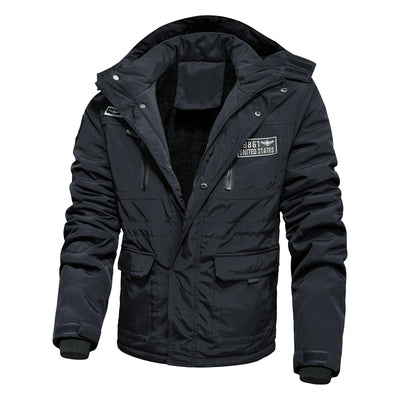 Mens Parkas Jackets Hooded Thick Fleece Military Coat Windbreaker Casual Outdoor Parka Overcoat Men 2022 Hooded Streetwear