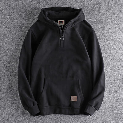 ATSUNNY Hip Hop Harajuku Streetwear Solid Color Hoodie Thicken American Fashion Pullover Vintage Autumn and Winter Clothes