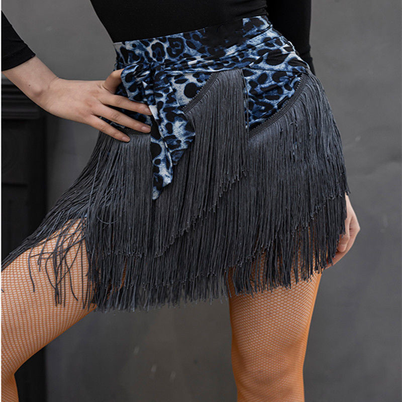Latin Dance Skirt New Adult Hip Scarf Half Skirt National Standard Dance Tassel Skirt Hip Scarf Skirt Fringe Tango Dress Rumba
