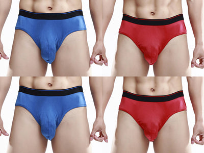 Mens Underwear 4 Pair  Silk Knit Men&#39;s Wide Waistband Brief Solid Men Panties Size US S M L XL XXL