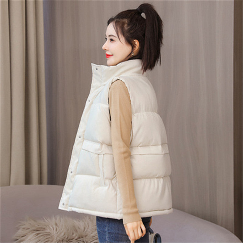 Plus size M-3XL 2021 New Winter women Vest Coat Solid Turn Down Collar sleeveless Thicken Warm Zipper padded Vest Jacket H68
