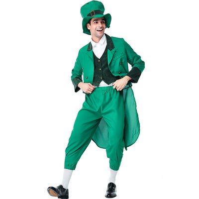Ireland National Green Saint Patrick&#39;s Day Leprechaun Cosplay Costume Elf Suit For Adult Kids Halloween Carnival Fancy Dress
