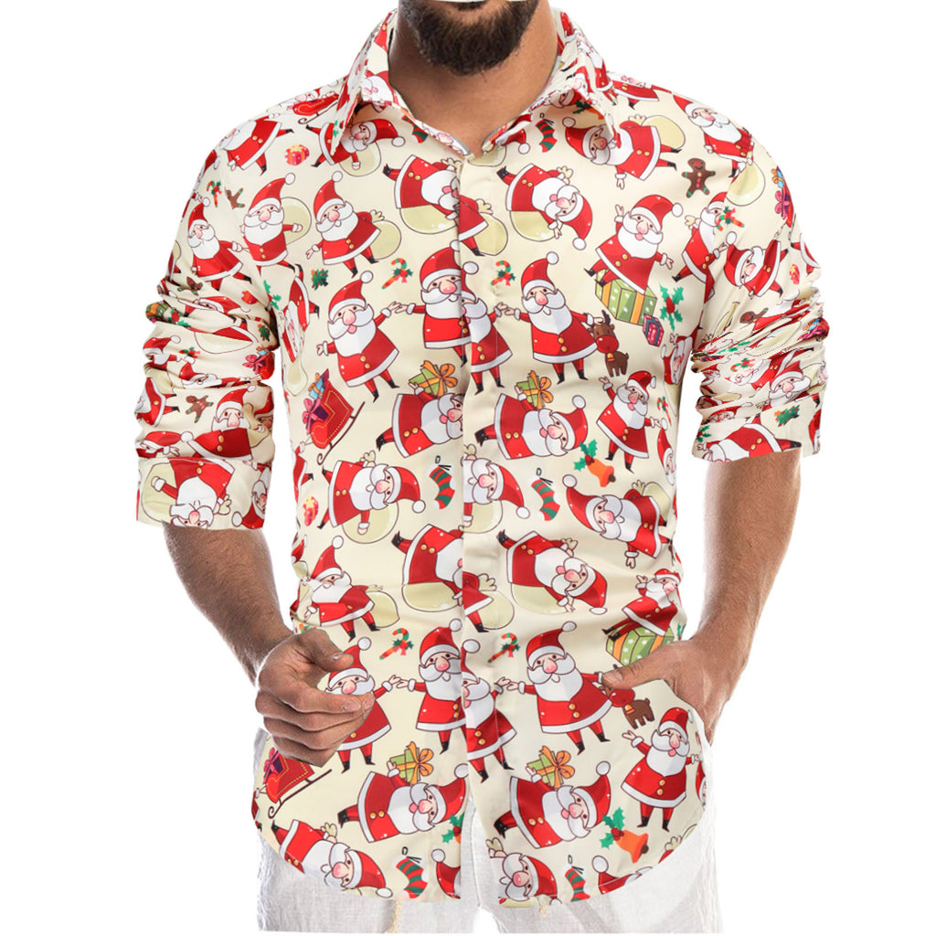 3D Blouse Fashion Christmas Casual Digital Top Printed Shirt Men&#39;s Lapel Men Shirts shirts for men