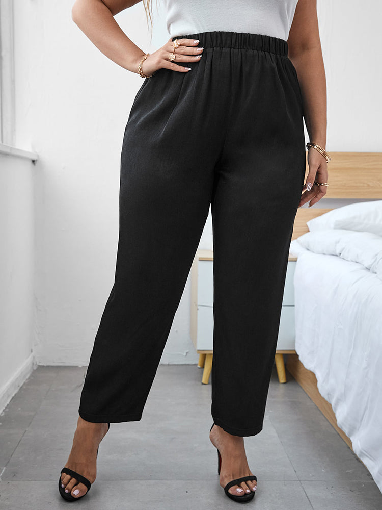 TOLEEN 2022 Spring Summer Outfits Fashion Women&#39;s Large Plus Size Elastic Pants Black Casual Formal Trousers Oversized Clothing