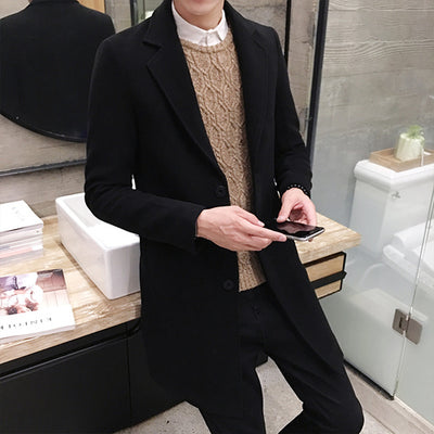2022 Autumn and Winter New Fashion Warm Wool Coat Casual Self-cultivation Versatile Mid-length Windbreaker Jacket 5XL Large Size