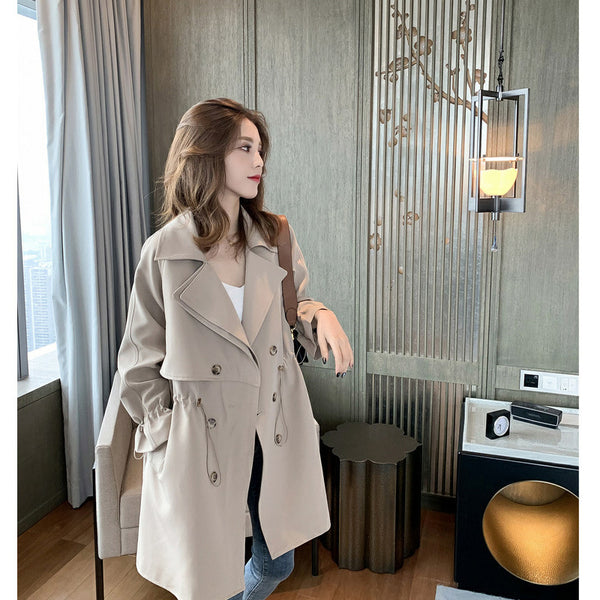 Autumn Clothing Outdoor Ladies Suit Windbreaker Casual Loose Women Trench Coat Double Breasted Solid Outwear Ropa Mujer