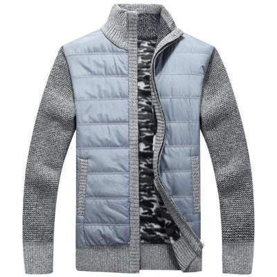 Autumn and winter men&#39;s casual jacket stand collar design warm jacket knitted jacket coat M-3XL