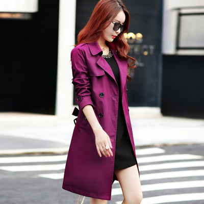 Spring Women's Windbreaker Women's 2021 Lapel Slim Double Row Button Long Coat Oversize 3XL 4XL Women's Clothing Coat