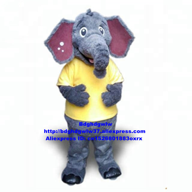 Grey Long Fur Elephant Elephish Mascot Costume Adult Cartoon Character Outfit Planning And Promotion Annual Celebration zx2712