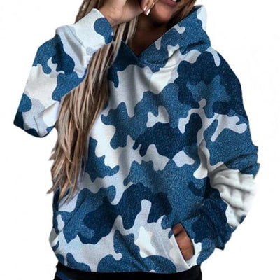 Camo Casual Long Sleeve Autumn Hoodie Loose Spring Hoodie Camouflage  for Women