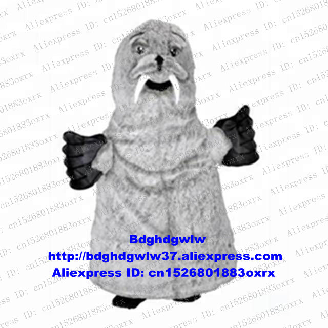 Light Grey Morse Walrus Sea Elephant Sea Ox Elephant Seal Mirounga Leonina Mascot Costume Adult Performn ACTING Farewell zx2590