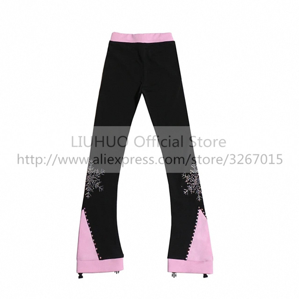 LIUHUO Ice Figure Skating Dress Suits Jacket Pants Trousers Girl Women Tights Training Wear Stretch FabricsPink Dance Top Kid