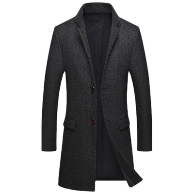 2021 Autumn Winter New Fashion Men Woolen Long Coat Men Warm Coats Jackets Mens Wool Blend Overcoat casual Trench Coat Man B447