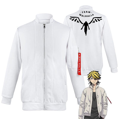 Anime Tokyo Revengers Hanemiya Kazutora Cosplay Costume White Coat Uniform Baseball Coat Halloween Costumes for Men