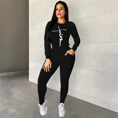 Faith Tracksuits Women Two Piece Set Fall Winer Sweatsuits Pullover Hoodie Pants Matching Set Casual Suits Wholesale DHL 6781