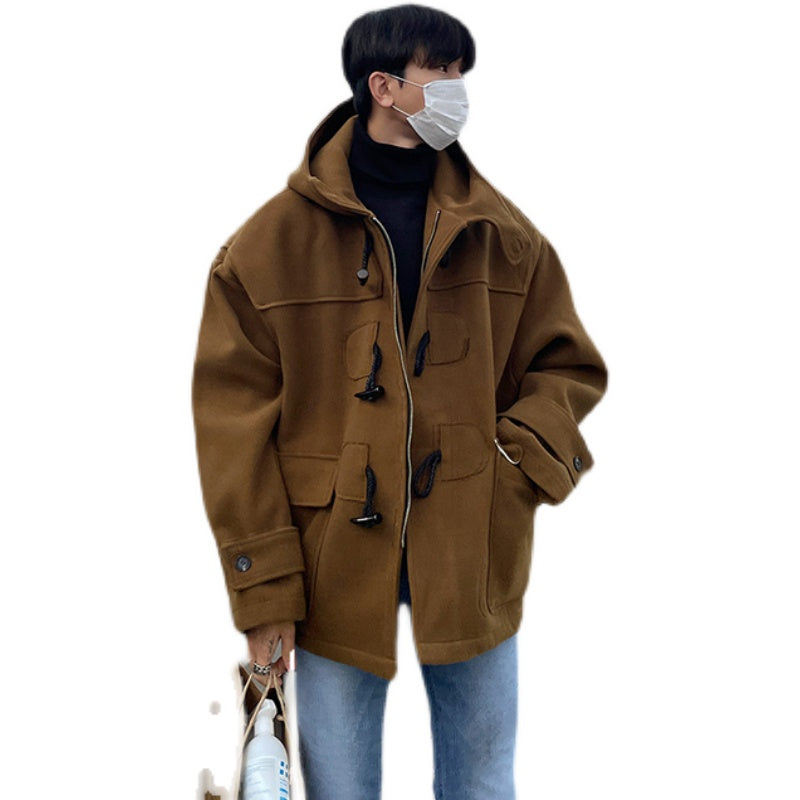 2021 Autumn Winter Men&#39;s Woolen Blends Warm Casual Hooded Coat Men&#39;s Thick Warm Wool Trench Solid Overcoats Fashion Jackets B467