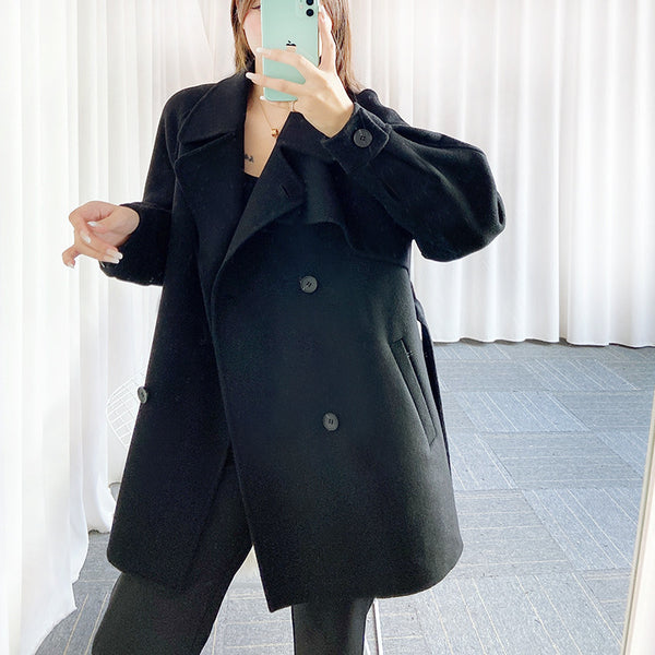 Autumn And Winter New Woolen Overcoat Women X-Long Loos Double Sided Wool Coat