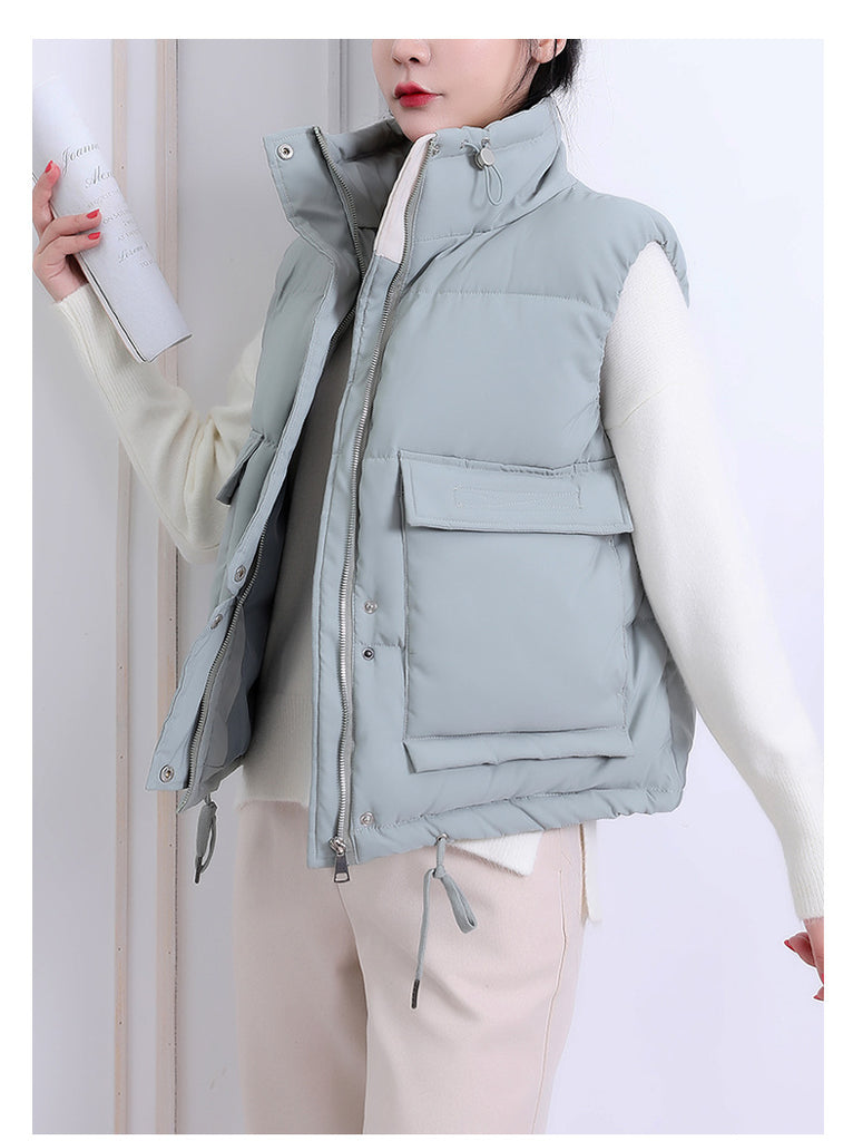 Large pocket casual cotton vest women&#39;s jacket for fall/winter 2021 new Korean short cotton vest cardigan vest Y536