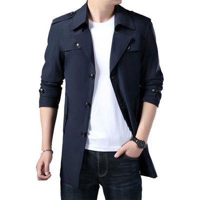 Trench Coat Men Brand Long Jacket Mens Spring Autumn Casual Windbreaker Overcoat Fashion Button Men&#39;s Trench M-6XL