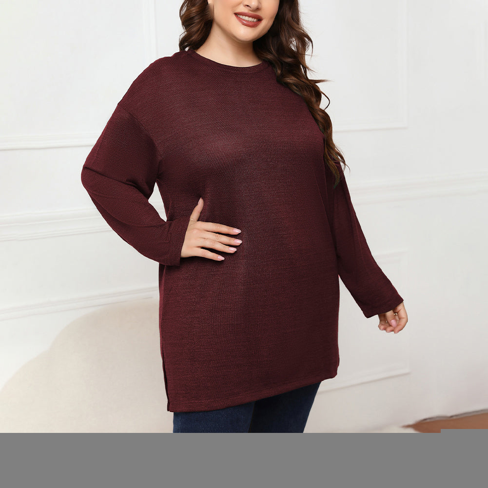 2022 New Fashion Plus Size Ladies Autumn Leisure Round Neck Long Sleeve Casual Top Daily T-shirt Blouse XL-4XL