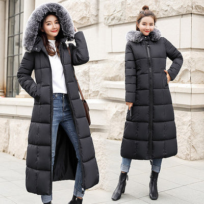 2021 Plus size Winter Female Down Jacket Thicken Slim Winter Jacket Parkas Hooded Warm Long Women Cotton Outerwear Casual Padded