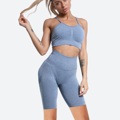 Seamless Women Yoga Set 2 Piece Workout Shorts Sport Pants Bra Gym Clothing Short Feamle Leggings High Waist Running Outfit Suit