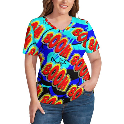 Funny Letter Print T Shirts Monster Alphabet Casual V Neck T-Shirt Short-Sleeve Hip Hop Plus Size Tees Pattern Tops Gift Idea