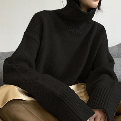 2022 New Autumn and Winter Thick Cashmere Sweater Women High Neck Pullover Sweater Warm Loose Knitted Base Sweater Jacket Tops