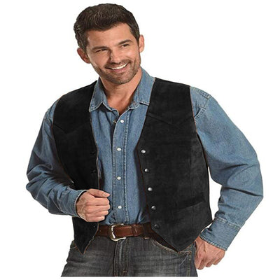 Men's Suede Vest Retro Casual Vest Western Cowboy Style Vest Steampunk Waistcoat жилетка мужская