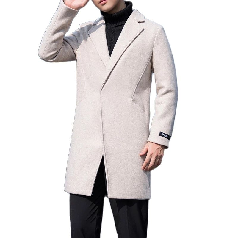 Men&#39;s autumn and winter windbreaker 2022 new woolen coat men&#39;s mid-length casual warm windbreaker
