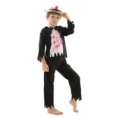 Kids Handsome Zombie Cosplay Costume Black White Halloween Clothes as Gift for Children Halloween or Theme Party