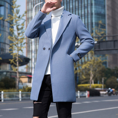 Men's autumn and winter windbreaker 2022 new woolen coat men's mid-length casual warm windbreaker
