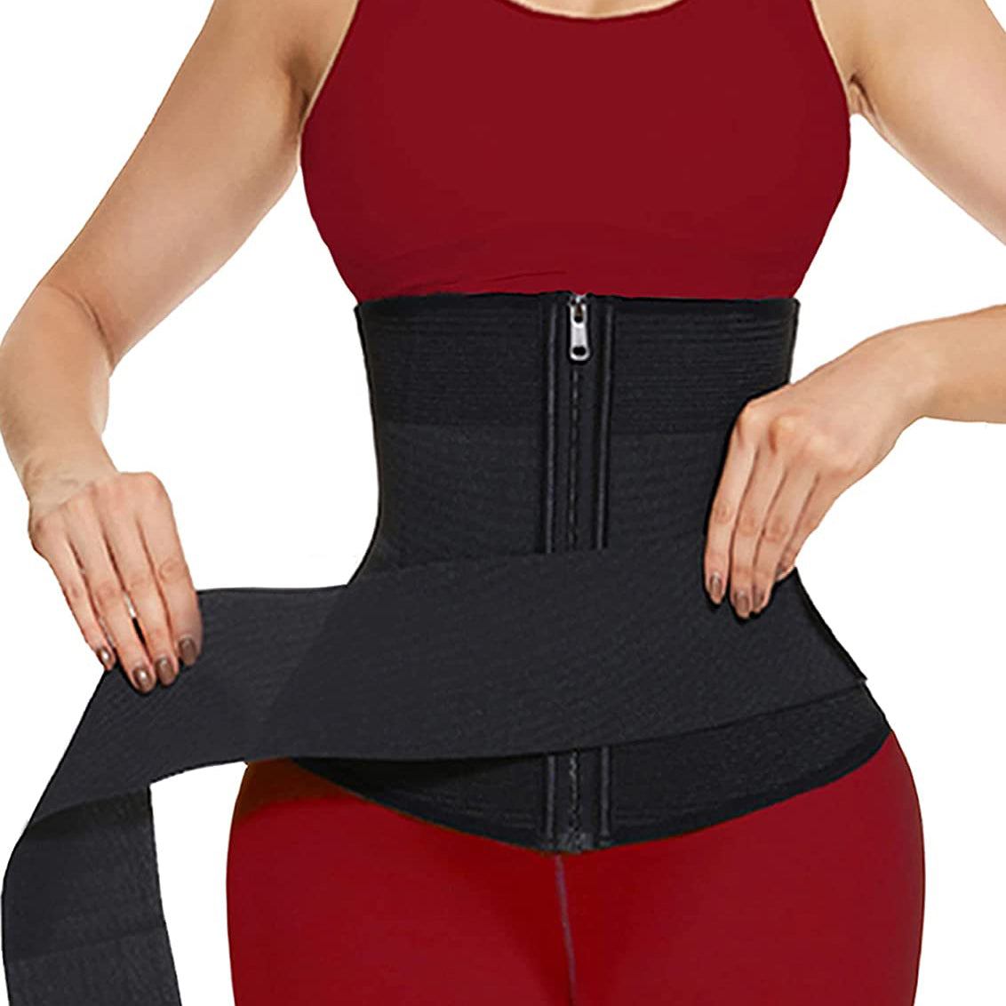 Bandage Tummy Wrap Zipper Waist Trainer Body Shaper Corset Shapewear Women Slimming Modeling Strap Snatch Me Up Detachable Belt