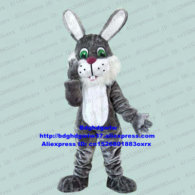 Grey Long Fur Easter Osterhase Hare Mascot Costume Cartoon Character Marry Nuptials Appreciation Banquet zx2596