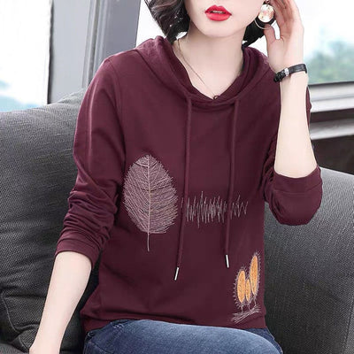 Bridgewater Spring Autumn Women&#39;s Hoodies Sweatshirt Large Size Thin Long Sleeve Casual Printing Simple Loose