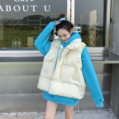 Thick Gilet Noir Sleeveless Jacket Solid Waistcoat Casual Korean Sobretudo Oversize 4XL Loose Fall Winter Cotton Padded Vest