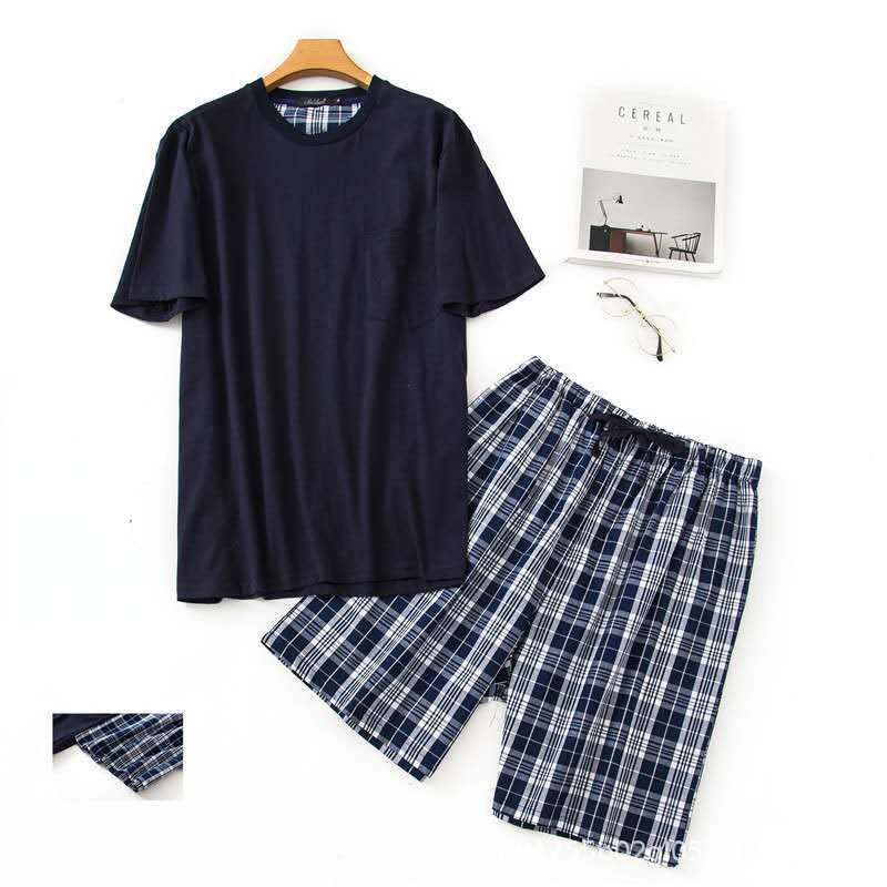 Cotton Pijama for Men Pajama Set Plaid Spring Summer Sleepwear Two Piece Set Pajamas Pyjamas Set Casual Male Home Clothes