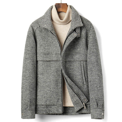 2021 Autumn Winter Men&#39;s Turn-down Collar Woolen Coat Men&#39;s Fashion Business Casual Solid Slim Woolen Windbreaker Jacket B433