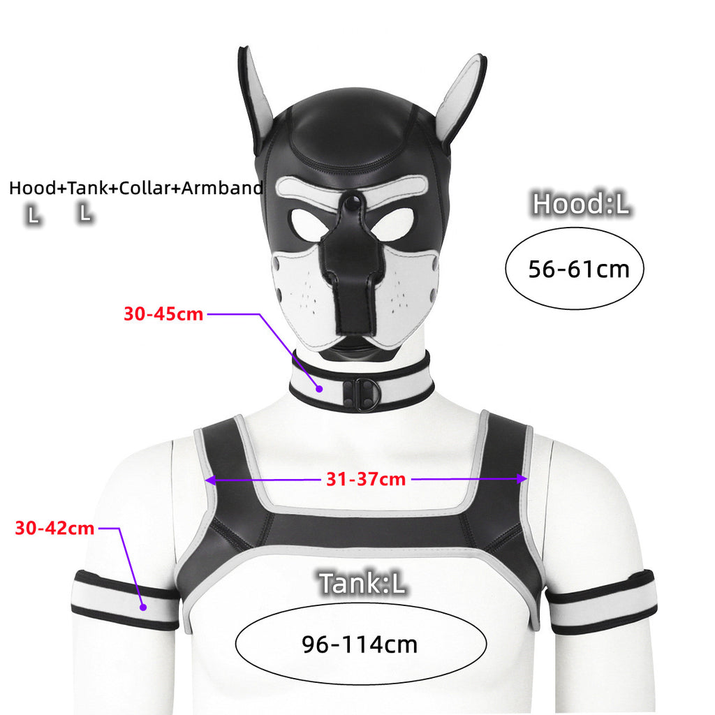 Fetish Gay Body Bondage Harness Clothes Kit with XL Code Hood Mask for Men Chest Harness Belts Sexy Clubwear Rave Party Costumes
