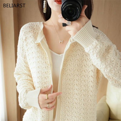 New Sweater Spring and Autumn Women&#39;s O-Neck Cardigan Casual Knitted Strap Tops Korean Fashion Thickening Bottoming Shirt Jacket