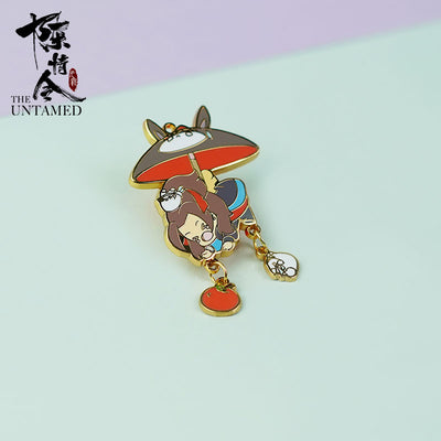 Anime The Untamed Wei Wuxian Lan Wangji Flying Umbrella Travel Notes Metal Badge Cartoon Brooch Pin Button Toy MDZS Collection